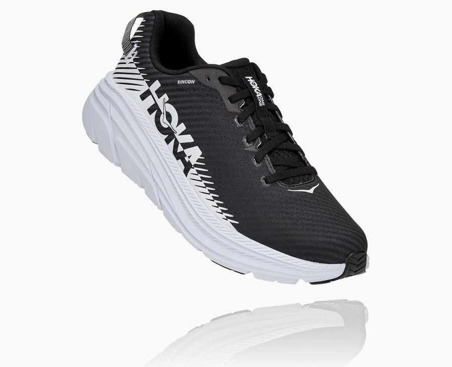 Running Shoes Mens - Hoka One One Rincon 2 - Black/White - GQJONYU-58